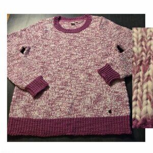 Raspberry White Wool KnitSweater L fits medium-small